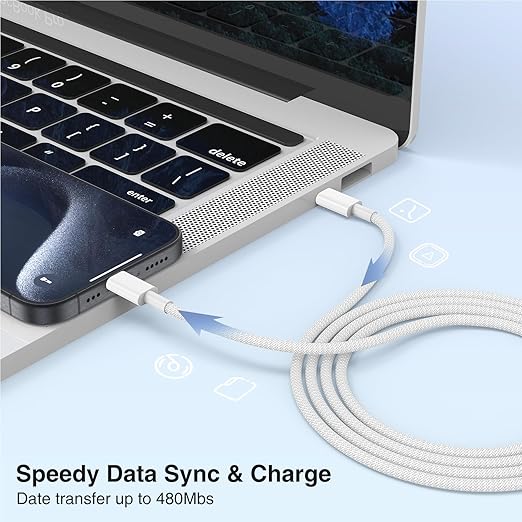 3-Pack Grey 60W USB C to USB C Cable, Type C Fast Charging Cable - Image 7