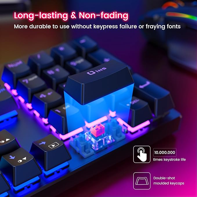 RisoPhy Mechanical Gaming Keyboard, RGB 104 Keys Ultra-Slim LED Backlit USB - Image 7