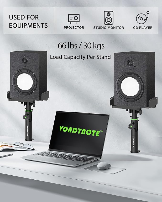 Set of 2 Dual Side Clamping Studio Monitor Stands Desk Clamp Speaker Stands - Image 7