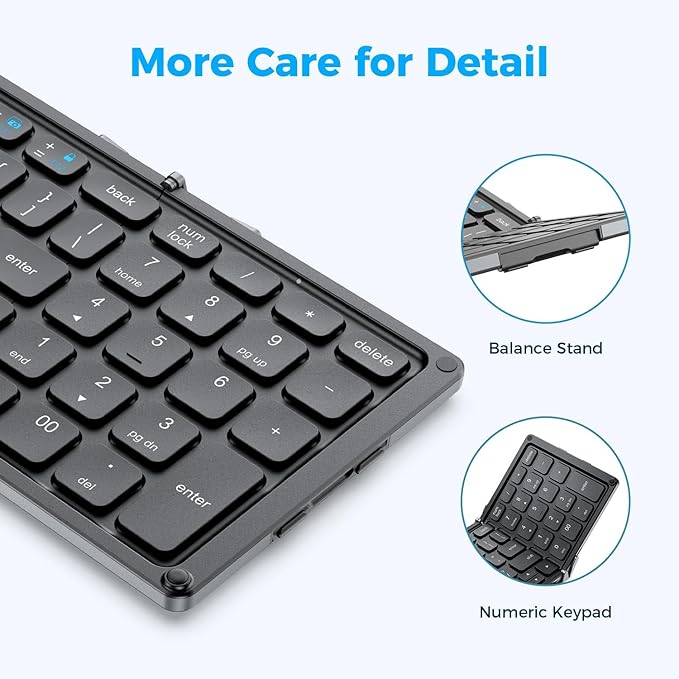 iClever Portable Keyboard, BK09 Foldable Bluetooth Keyboard - Image 7