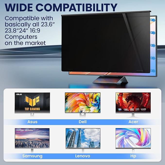 Magnetic Privacy Screen for Frameless Computer Monitor 27 Inch 16:9 Aspect Ratio - Image 8