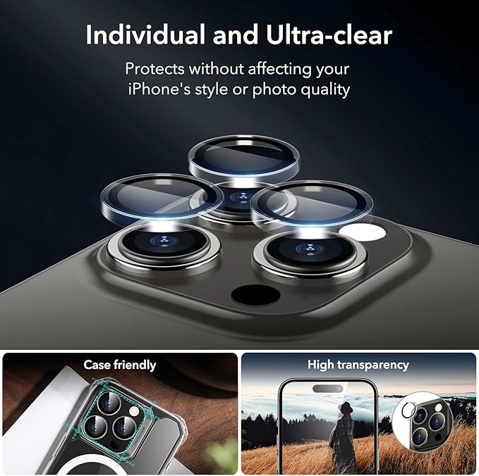 ESR 3+1 Pack for iPhone 15 Pro Max Screen Protector, 3 Black Edge - Image 5