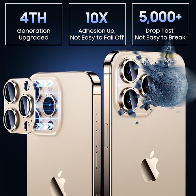 Uyiton for iPhone 13 Pro/iPhone 13 Pro Max Camera Lens Protector, Metal Ring - Image 2
