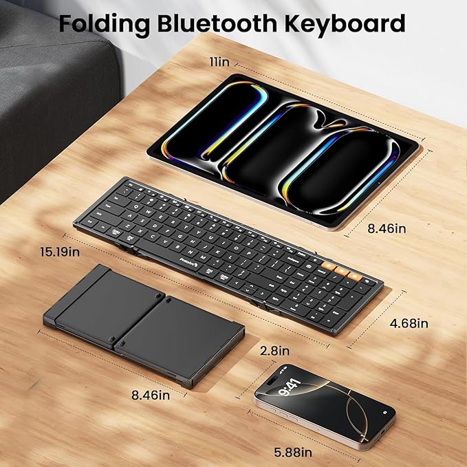 ProtoArc Foldable Bluetooth Keyboard, XK01 Folding Wireless Portable Keyboard - Image 3