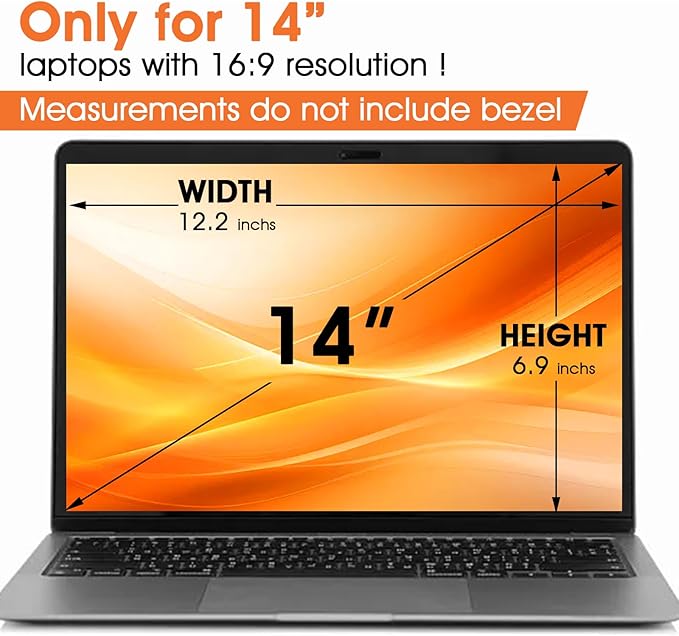 Magnetic Laptop Privacy Screen 14 Inch 16:9 Display- Removable Anti-Glare Blue - Image 7