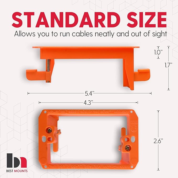 BestMounts - 1 Pack In Wall Cable Management Kit - Recessed Wall Plate Cable - Image 2