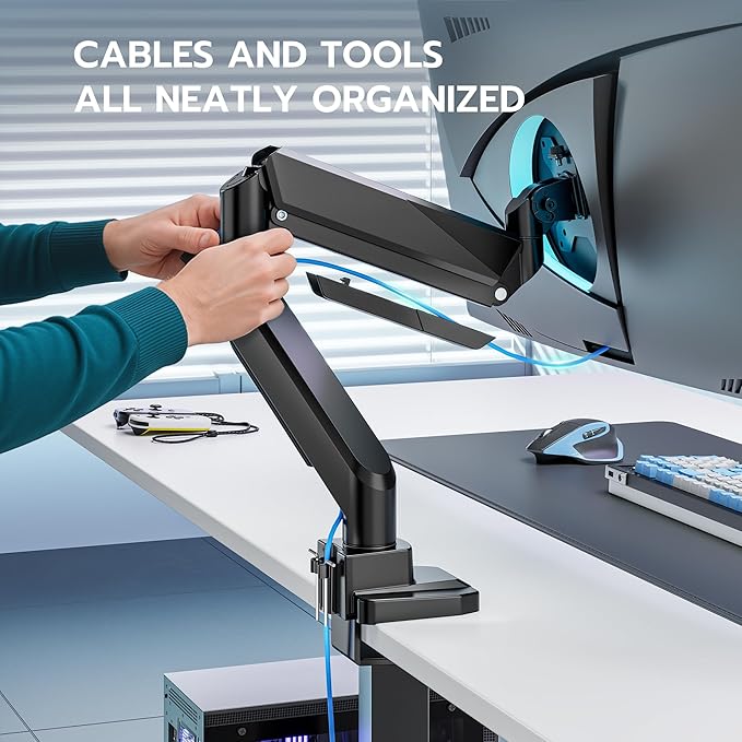 ARES WING Single Monitor Arm, Heavy Duty Adjustable Monitor Arm - Image 5