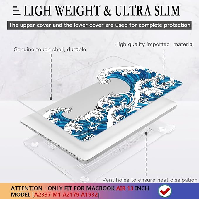 CISSOOK Wave Case for MacBook Air 13 inch Case 2021 2020 2019 2018 Release - Image 4