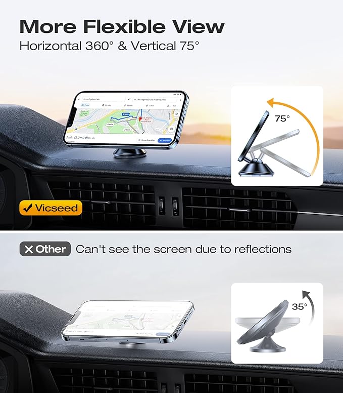 VICSEED Magnetic Phone Holder for Car Dashboard, 360 Rotatable Car Phone Holder - Image 7