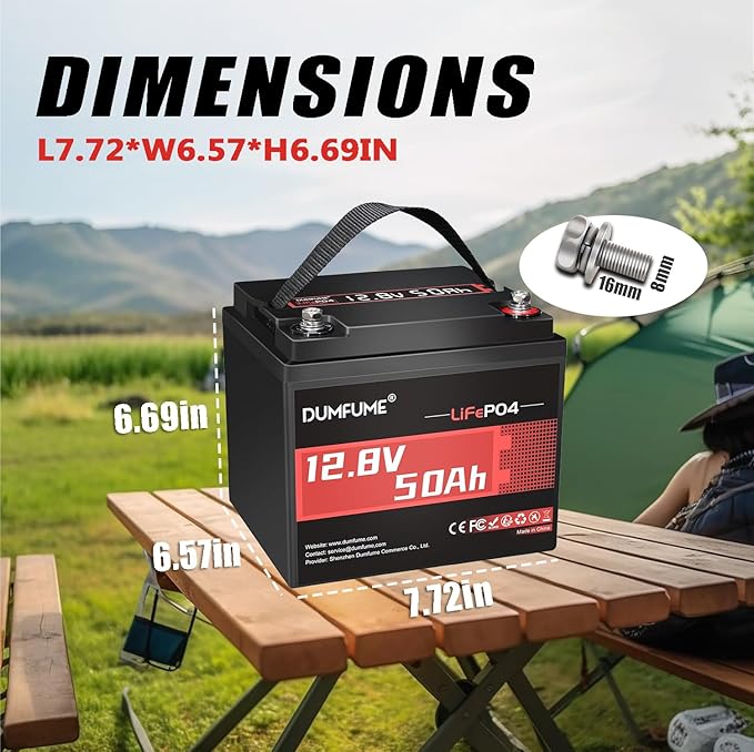 12.8V 50Ah LiFePO4 Lithium Battery, Built-in 50A BMS, 640Wh Capacity, 4000+ - Image 4
