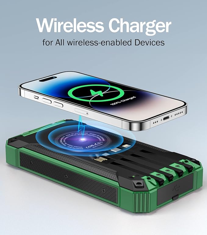 GOODaaa Power Bank Wireless Charger 36000mAh Built in 4 Cables Six Outputs 15W - Image 3