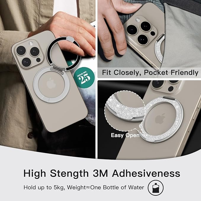 COOLQO 1Pc 360 Spin Cell Grip Ring Phone Stand Magnetic Holders - Image 4