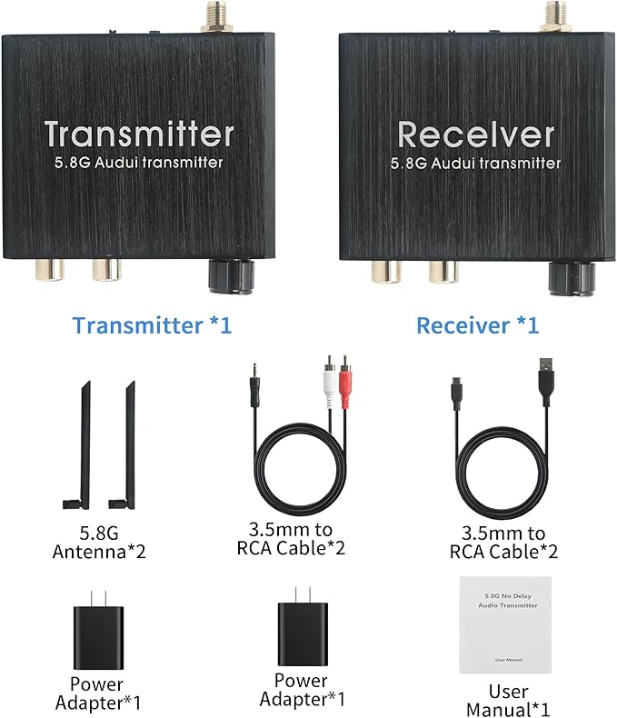 5.8GHz Wireless Audio Transmitter Receiver, 164Ft/50M Long Range 18ms Low - Image 7