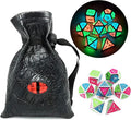 Haxtec Glow in The Dark Glowing Blue Red Green Silver Metal Dice Set D&D 7PCS by HaxtecDice