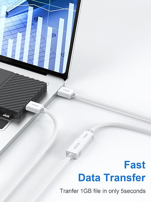 VCZHS Tech USB Extension Cable White 1ft, USB 3.0 Extender - Image 2