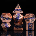 Polyhedral Metal Dice DND, RPG Purple Glitter Stripe Dice Set, Antique Copper by Maywin