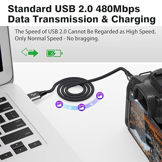 AGVEE 1ft Mini USB Cable, Braided Durable USB-A to Mini-B Charger Charging Cord - Image 3