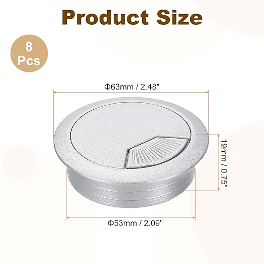 uxcell 8 Pcs 53mm Desk Grommet, Plastic Cable Hole Cover, Wire Cord Cable - Image 2