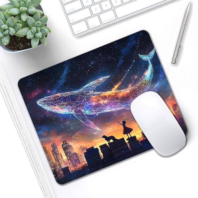 Mouse Pad, Cute Aesthetics Art Whale Mouse Pads - Image 5