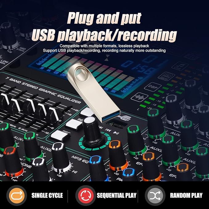 GF12 Multifunction 12 Channel Audio Mixer Stage Performance Mixer Isolated - Image 6