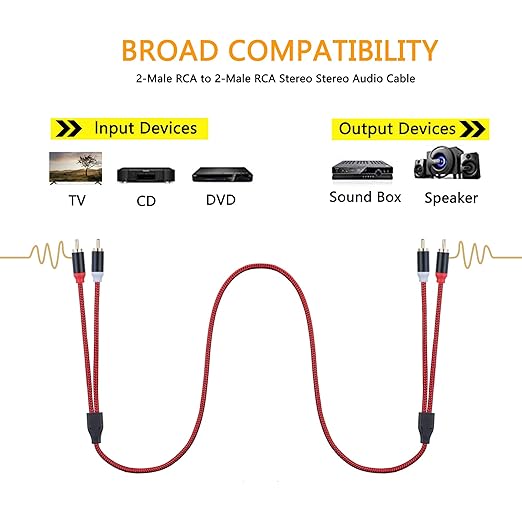 RCA Cable 20Ft, 2Rca Male to 2-RCA Male Audio Stereo Subwoofer Cable - Image 4