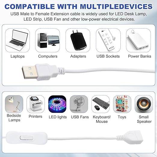 MECCANIXITY USB Cable with ON/Off Toggle Switch, USB Male to Female Extension - Image 4