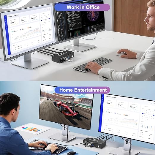 Dual Monitor HDMI KVM Switch, 2 Computers 4K60Hz Dual Monitor KVM Switches - Image 9