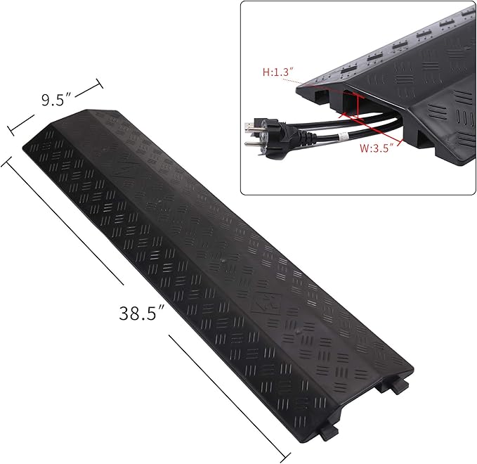 Medium 2 Pack - Floor Cord Cover Cord Protector Drop Over Drop Trak Cable Ramp - Image 2