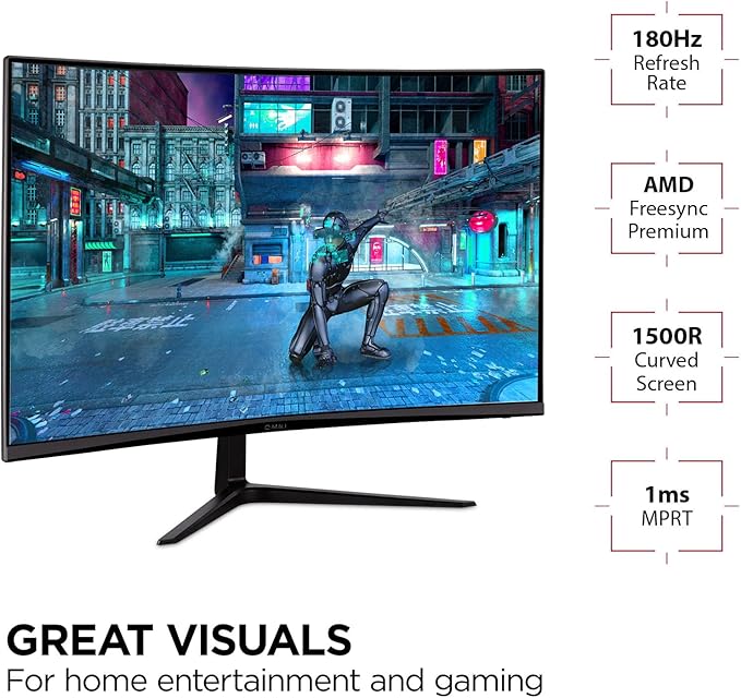 ViewSonic VX3218-PC-MHD 32 Inch Curved 1080p 1ms 180Hz Gaming Monitor - Image 3