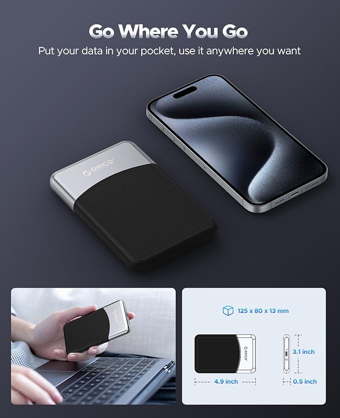 ORICO 2TB External SSD with 2 in 1 USB C Cable, Portable Solid State Drive USB - Image 7