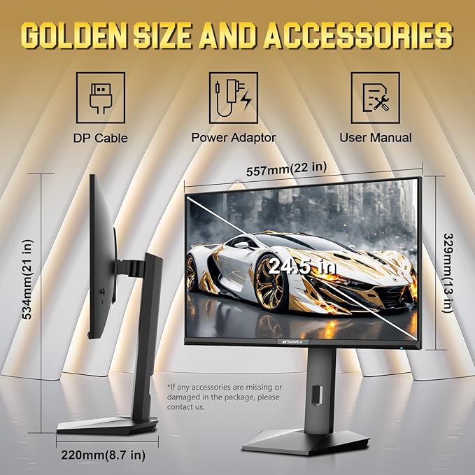 SANSUI 24.5 Inch Gaming Monitor 300Hz, QHD 2560×1440 Computer Monitor, 1ms Fast - Image 9