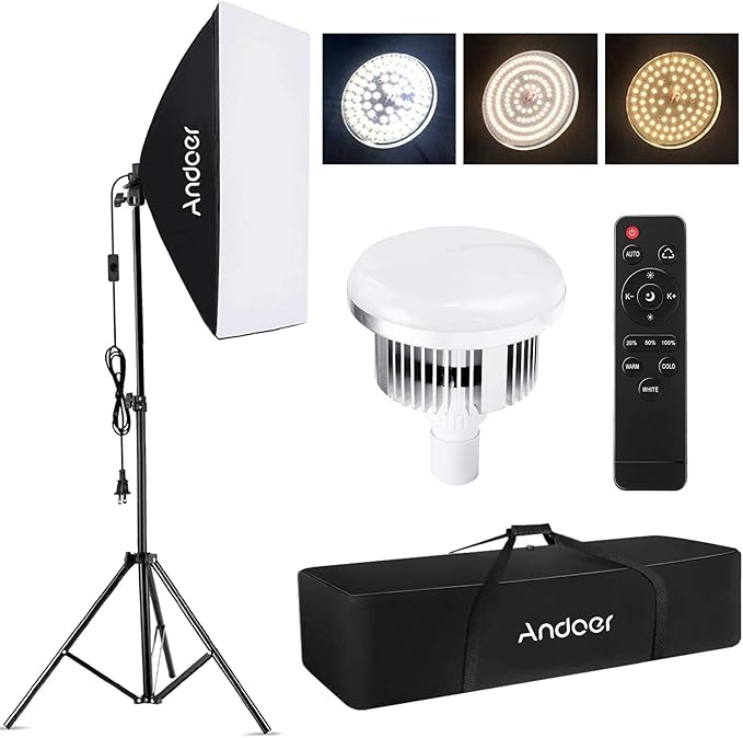 Andoer Softbox Photography Lighting Kit Studio Light, Bi-Color Dimmable 85W by Andoer