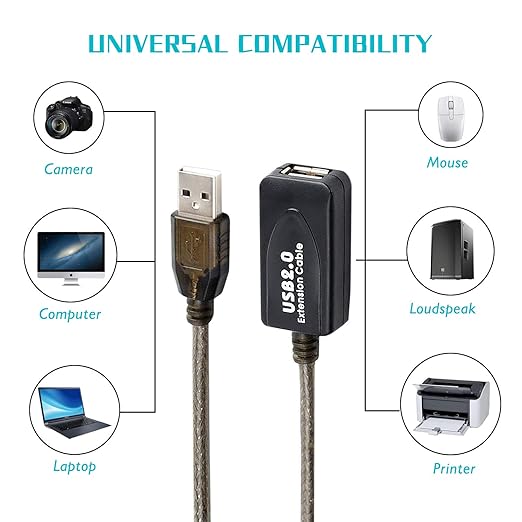 30 FT USB Extension Cable, USB 2.0 Type A Male to A Female Active Repeater - Image 4