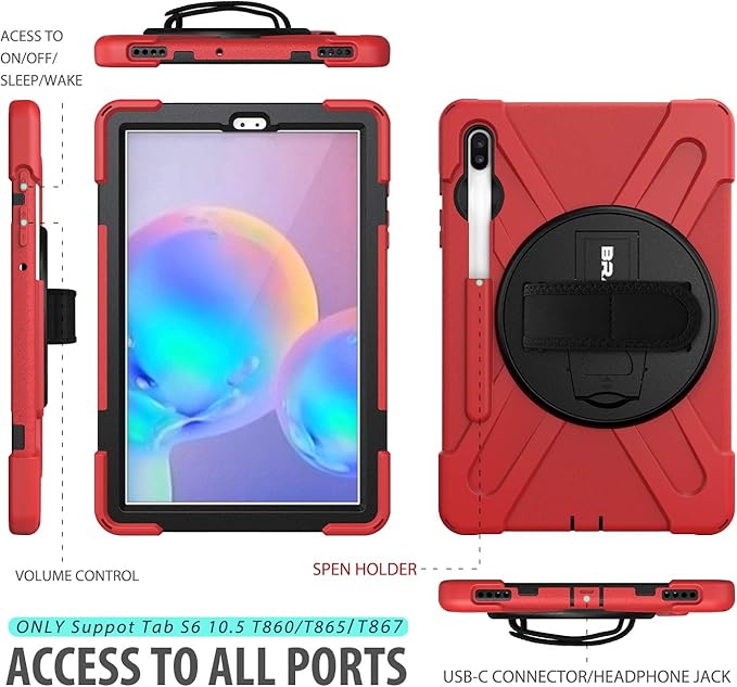 BRAECN for Galaxy Tab S6 Case, Three Layers Heavy Duty Shockproof Case - Image 2