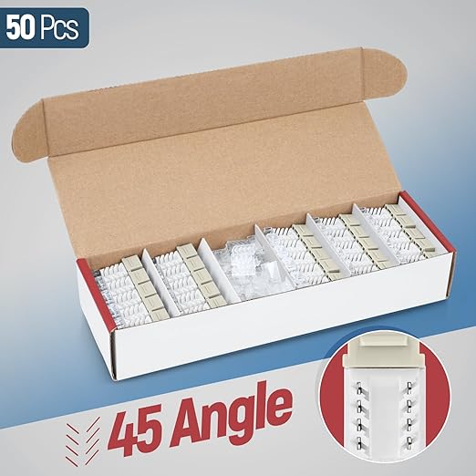 Everest 45° Angled RJ45 Cat6 Keystone Jacks 50-Pack in Ivory - Image 2