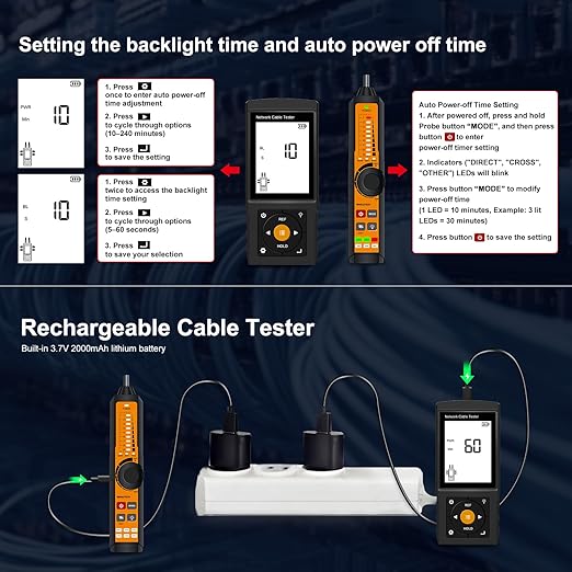 Rechargeable Digital Tone Cable Tester, WANLUTECH Tone Generator - Image 5