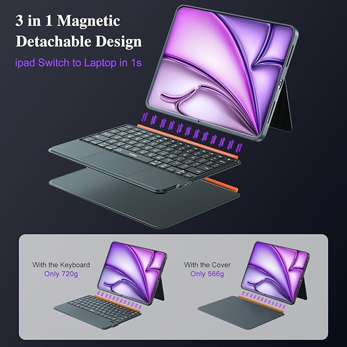 iPad Air 13 inch Case Keyboard, Wireless iPad Keyboard - Image 4
