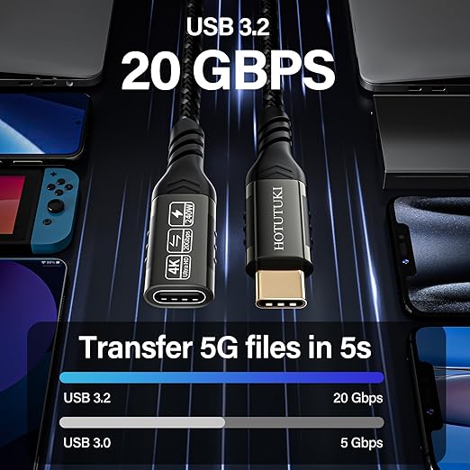 USB c Extension Cable 3.3ft, USB C 3.2 Extender Cord, USB c Male to to USB c - Image 3