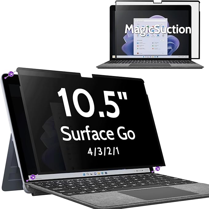 Privacy Screen for 10.5 Inch Surface Go 4/3/2/1, MagicSuction™ Removable Anti by peslv