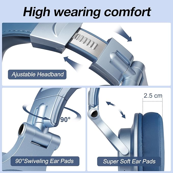 OneOdio A70 Bluetooth Over Ear Headphones, Wireless Headphones w/ 72H Playtime - Image 6