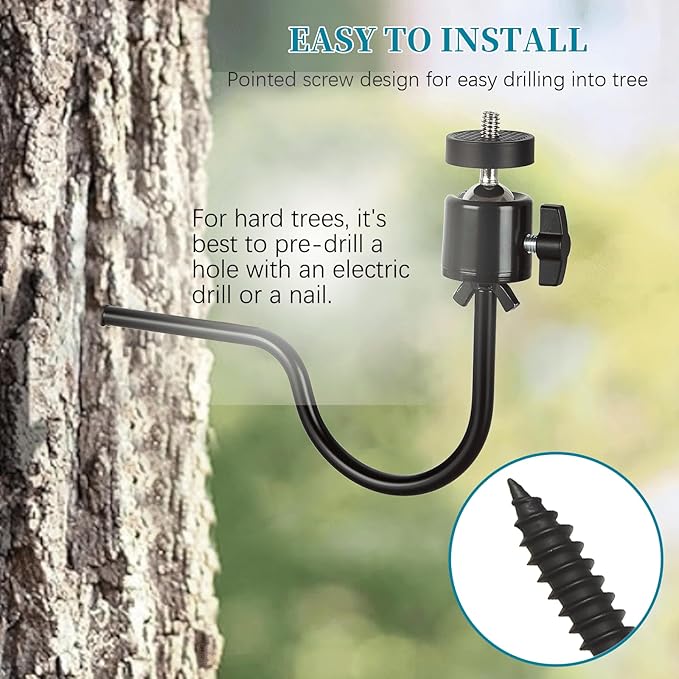 3 Pcs Trail Camera Tree Mount, 1/4 in Screw, 360° Adjustable Screw Security Cam - Image 9