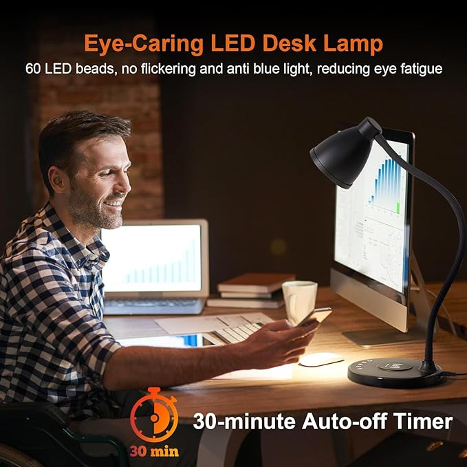 BOHON Desk Lamp for Home Office, LED Desk Light - Image 3