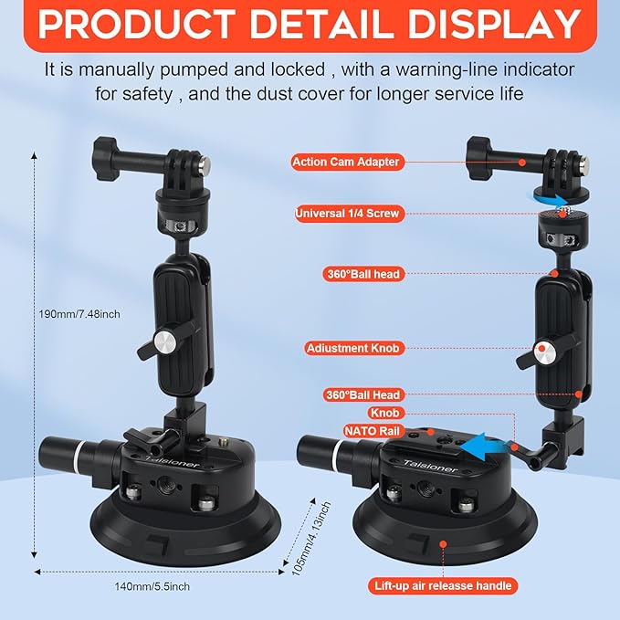 4.5"/14cm Camera Suction Cup Mount - Image 3