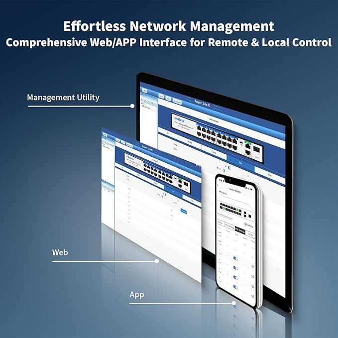 19-Port Ethernet PoE Switch, 16 PoE+ Ports @240W, 2 Uplink Gigabit Ports + 1 - Image 7