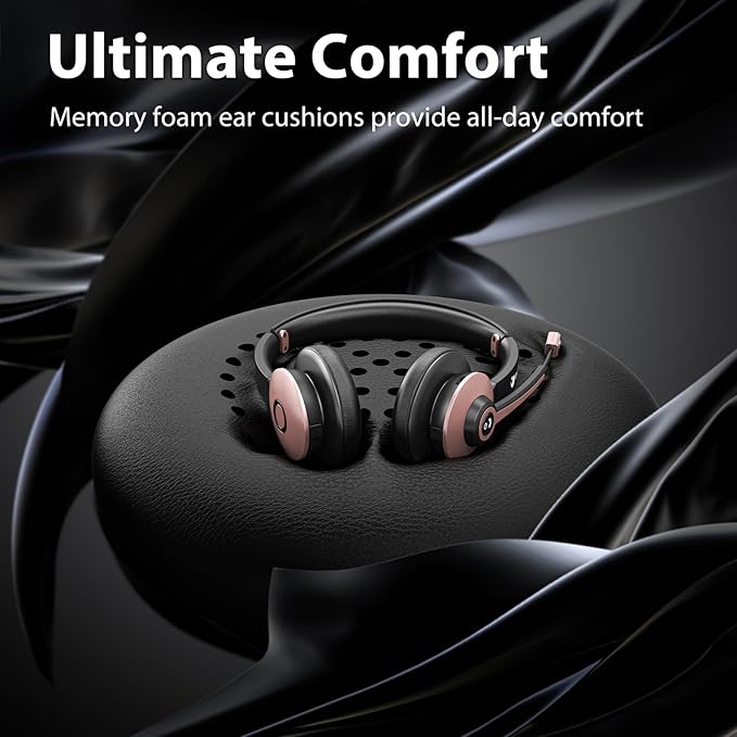 Wireless Headset with Mic for Work, Handsfree 26+ Hours Battery & Mute Button - Image 4
