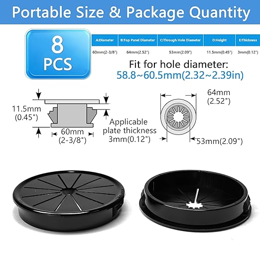 8 Pcs Cable Grommet, Snap Bushing 2-3/8" Mounting Diameter, Flexible - Image 9