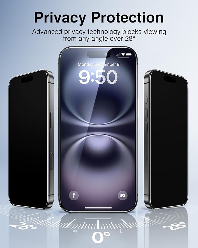 SMARTDEVIL 2 Pack for iPhone 16 Privacy Screen Protector, Military Grade - Image 3