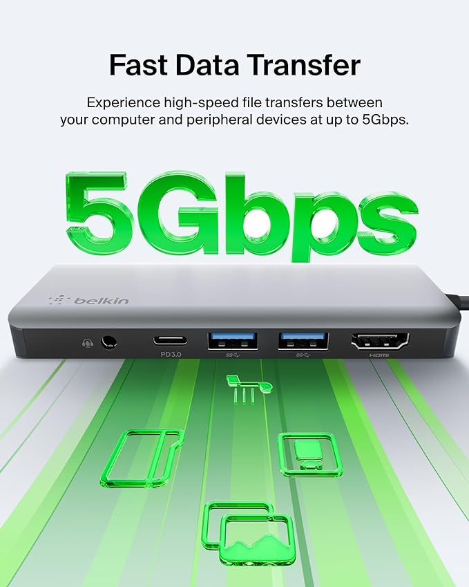 Belkin USB-C Hub, 7-in-1 MultiPort Docking Station - Image 5