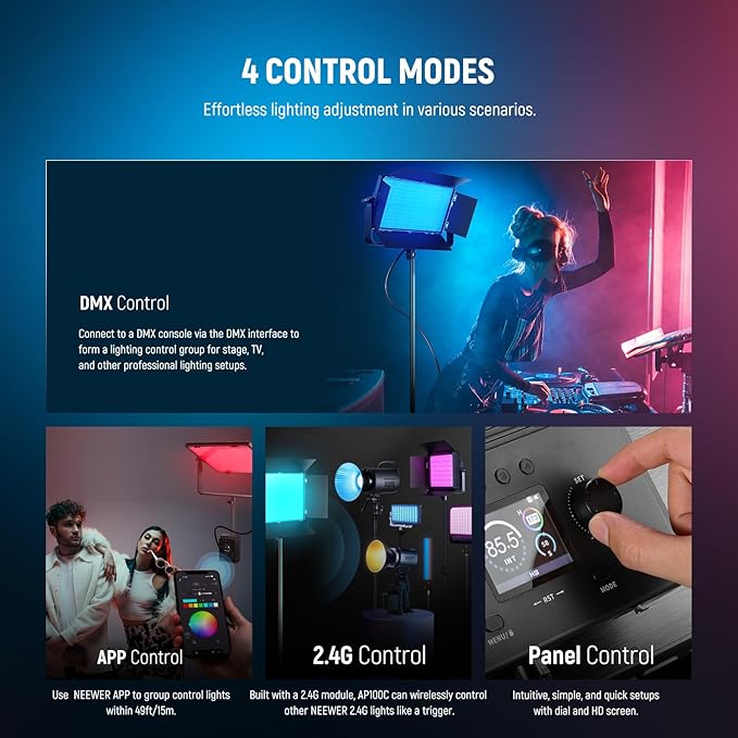NEEWER 105W RGB LED Panel Video Light Kit - Image 4