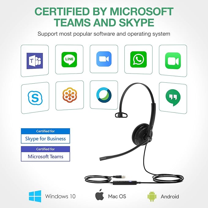 Yealink UH34 USB Headset with Noise Cancelling Mic, Work Headset - Image 7